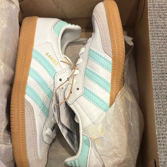 Adidas Samba OG Toddler Kids Sneakers - White and Light Blue - Picture 9 of 9